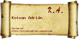 Kotvan Adrián névjegykártya