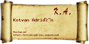 Kotvan Adrián névjegykártya